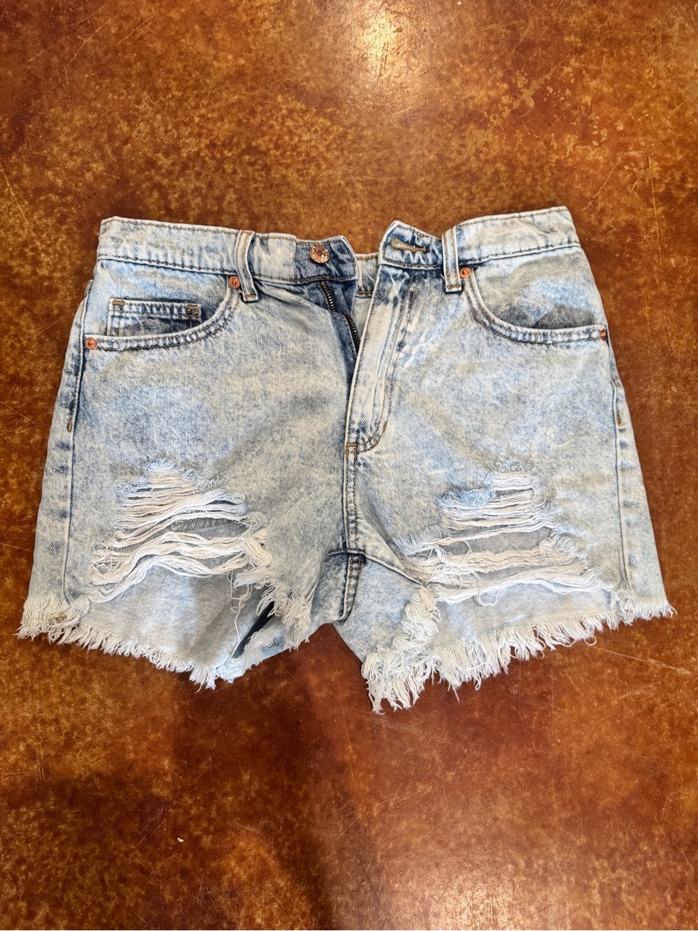 Sneak Peek Light Blue Distressed Denim Cutoff Shorts